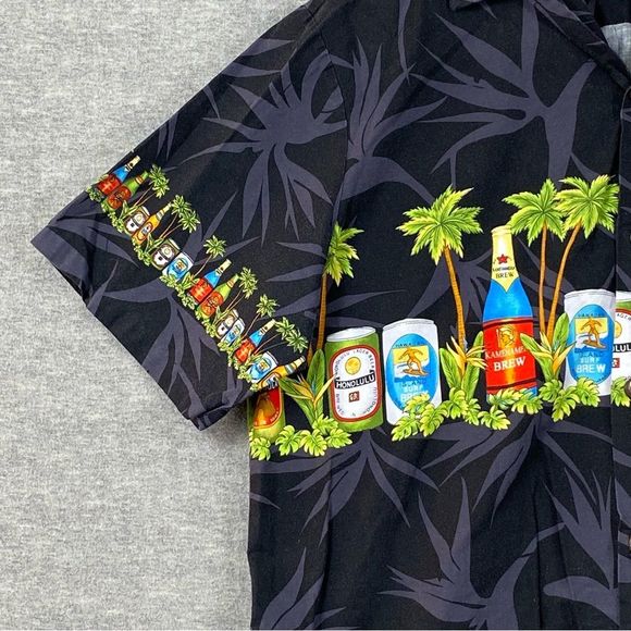 Styled by RJC Mens Multicolor Beer‎ Graphic Hawaiian SS Button Down Size L - Picture 4 of 10
